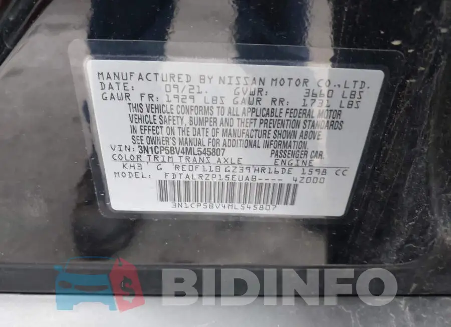 3N1CP5BV4ML545807 Photo# 9