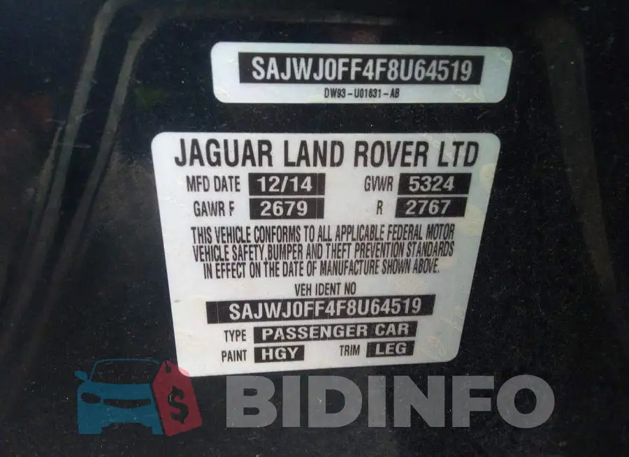 SAJWJ0FF4F8U64519 Photo# 9