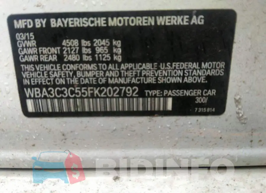 WBA3C3C55FK202792 Photo# 9