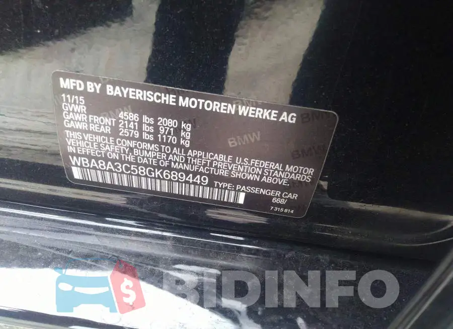 WBA8A3C58GK689449 Photo# 9