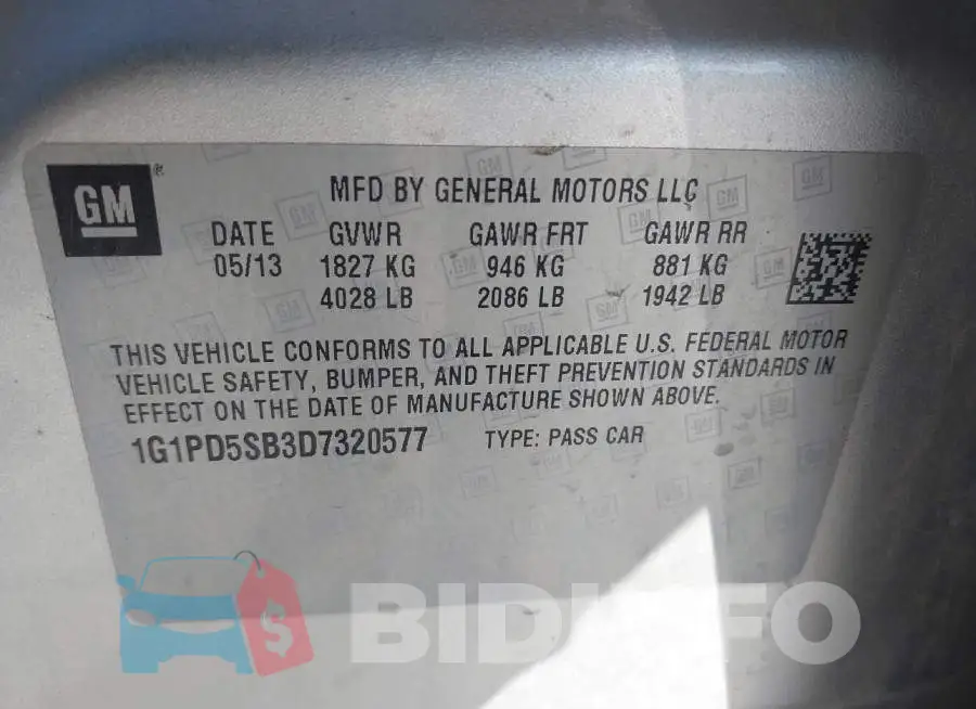 1G1PD5SB3D7320577 Photo# 9