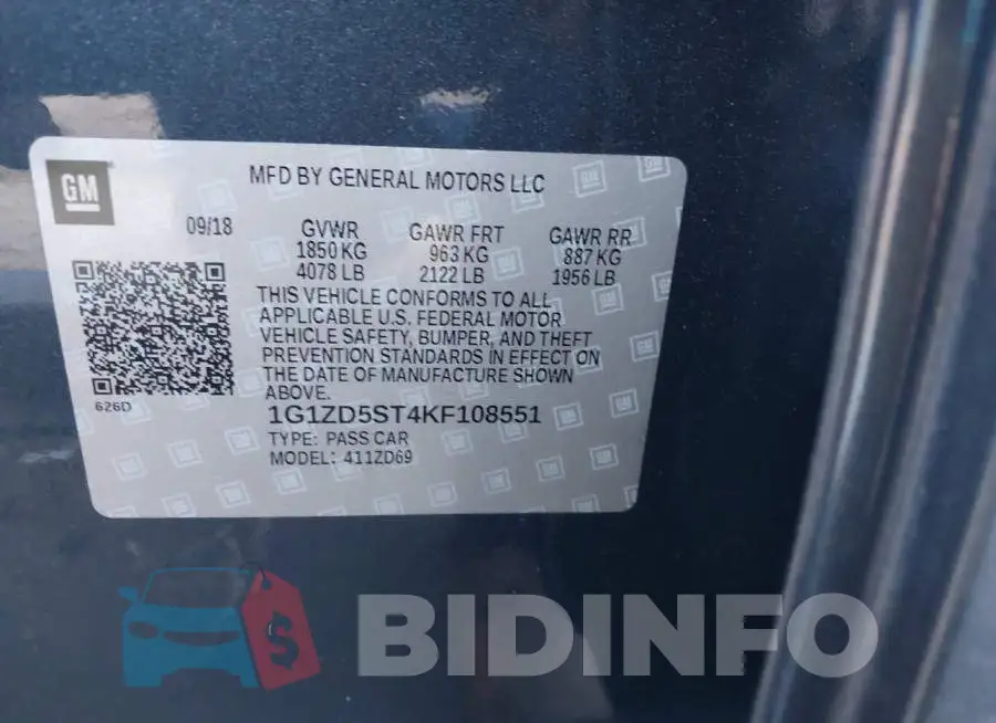 1G1ZD5ST4KF108551 Photo# 9