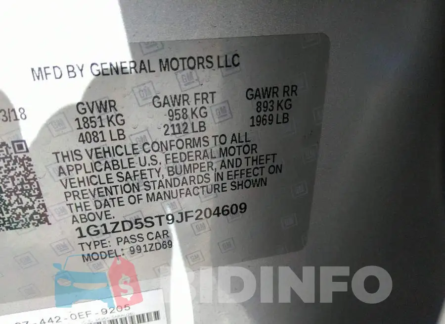 1G1ZD5ST9JF204609 Photo# 9