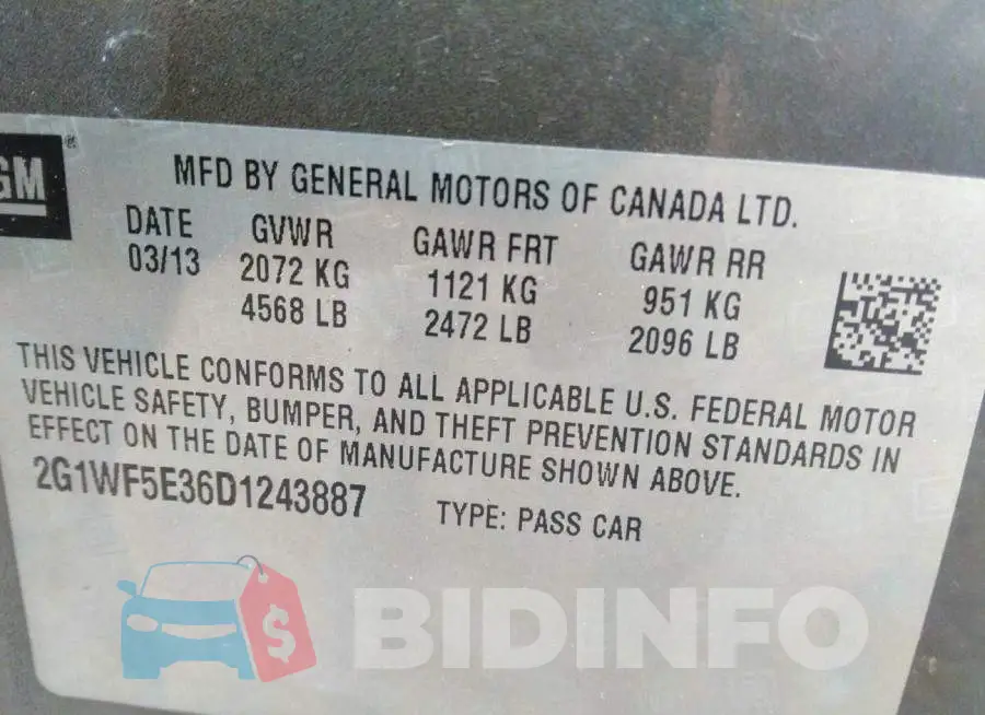 2G1WF5E36D1243887 Photo# 9