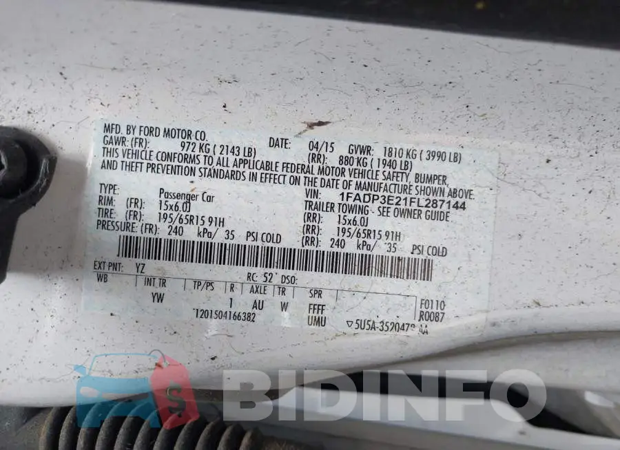 1FADP3E21FL287144 Photo# 9