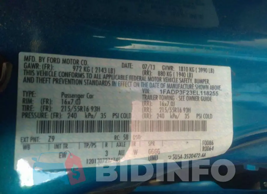 1FADP3F23EL118255 Photo# 9
