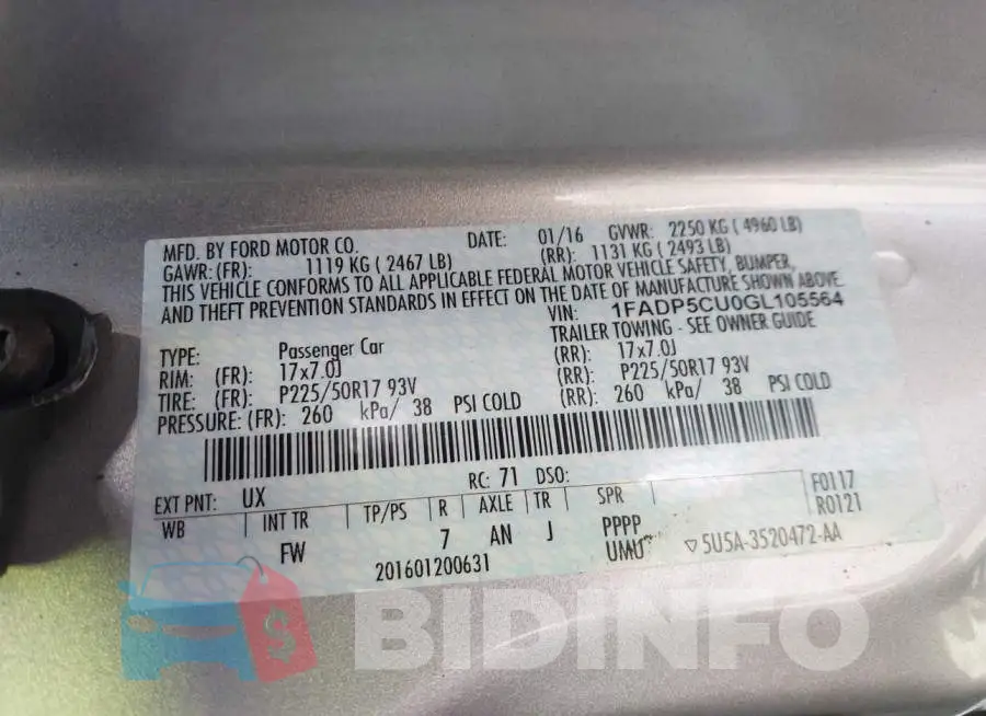 1FADP5CU0GL105564 Photo# 9
