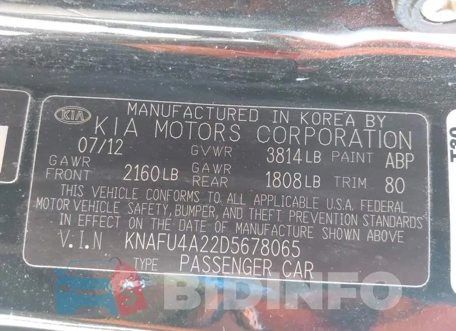 KNAFU4A22D5678065 Photo# 9