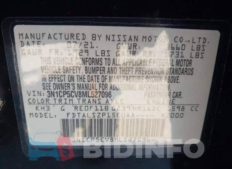 3N1CP5CV8ML527096 Photo# 9