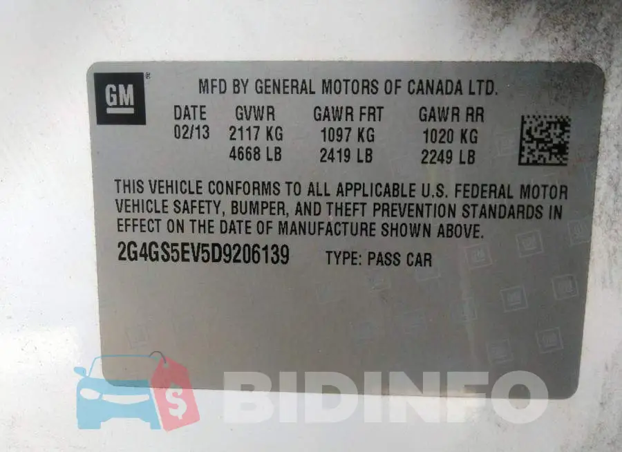 2G4GS5EV5D9206139 Photo# 9