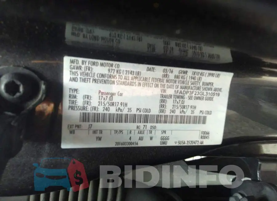 1FADP3F23GL310519 Photo# 9