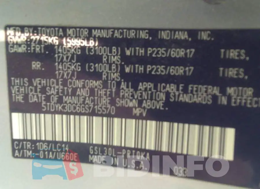 5TDYK3DC6GS715570 Photo# 9