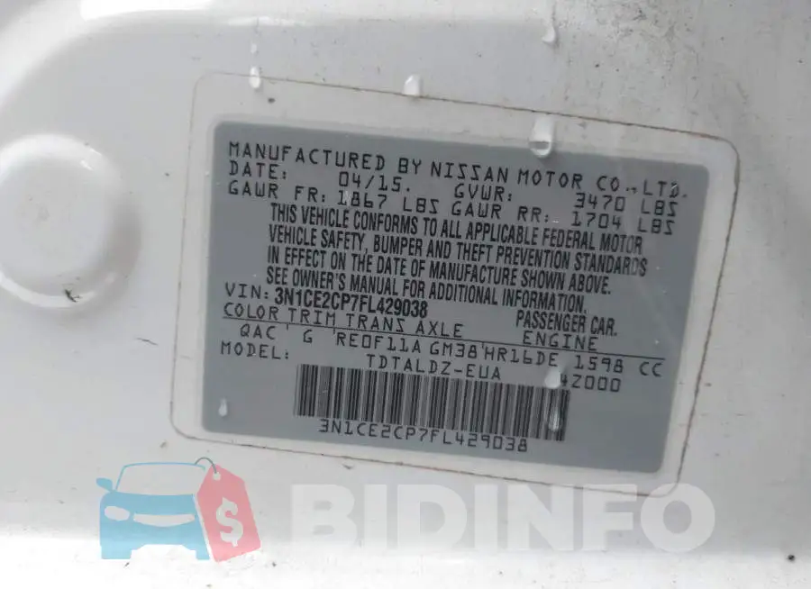 3N1CE2CP7FL429038 Photo# 9