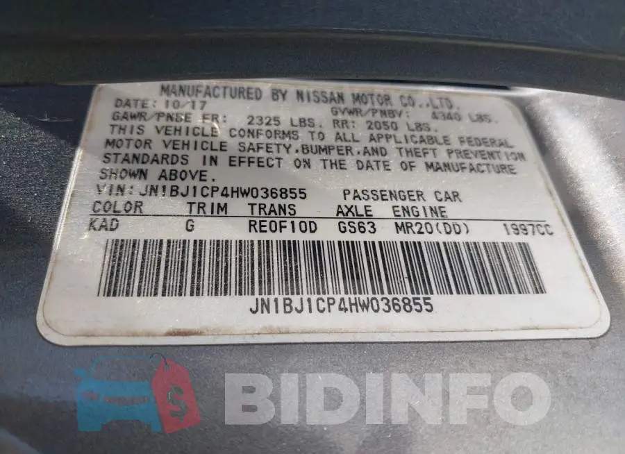 JN1BJ1CP4HW036855 Photo# 9