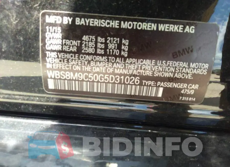 WBS8M9C50G5D31026 Photo# 9