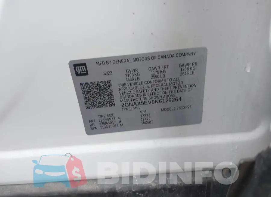2GNAX5EV9N6129264 Photo# 9
