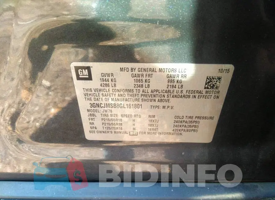 3GNCJMSB8GL161801 Photo# 9