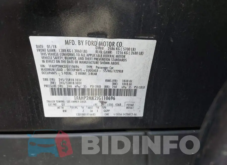 1FAHP2MK2JG110696 Photo# 9