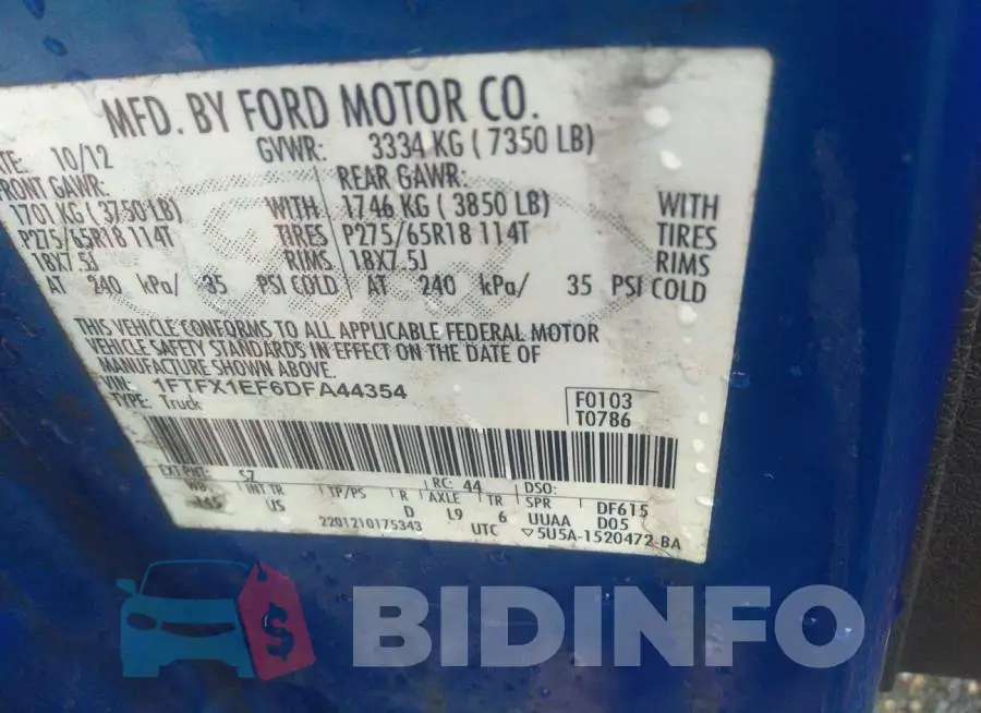 1FTFX1EF6DFA44354 Photo# 9