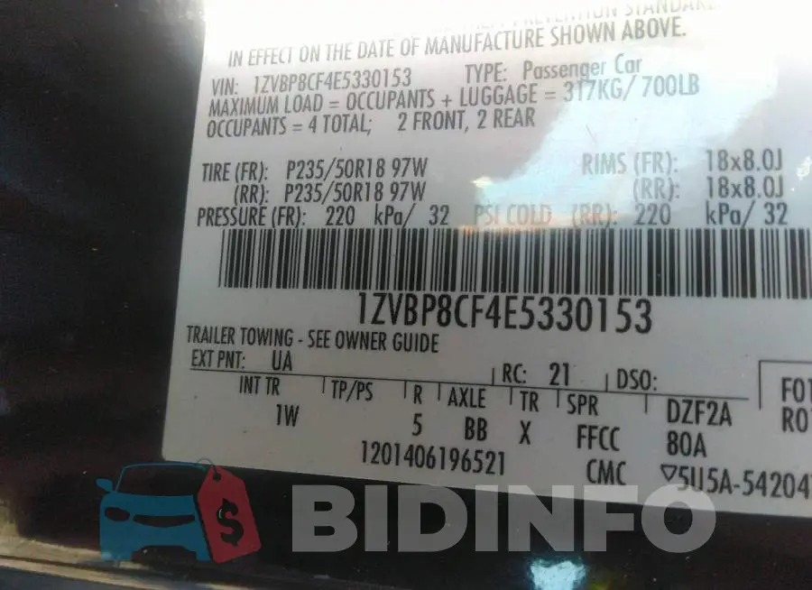 1ZVBP8CF4E5330153 Photo# 9