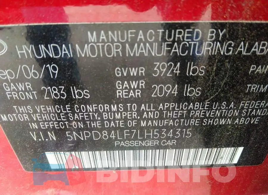 5NPD84LF7LH534315 Photo# 9