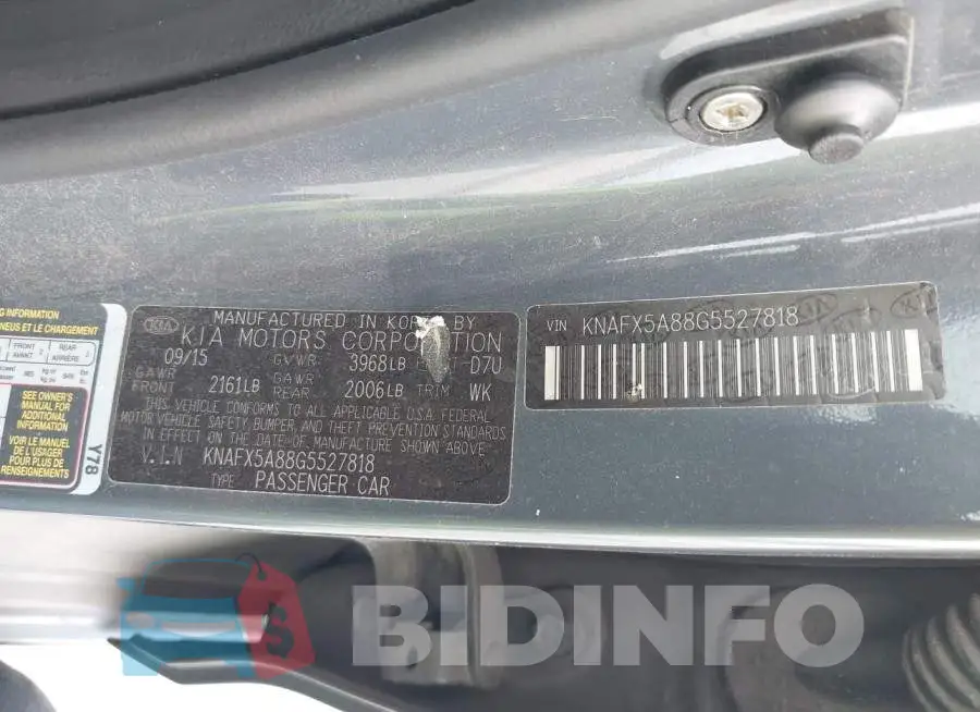 KNAFX5A88G5527818 Photo# 9