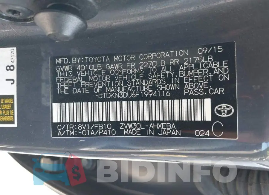 JTDKN3DU6F1994116 Photo# 9