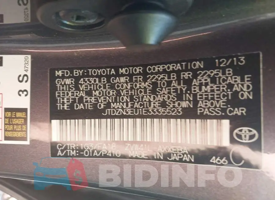 JTDZN3EU1E3335523 Photo# 9