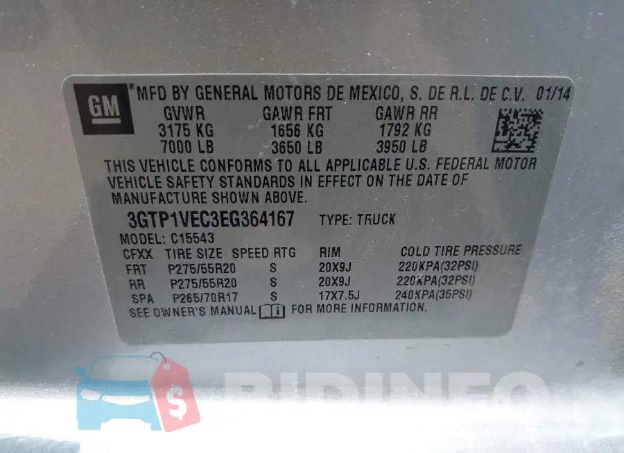 3GTP1VEC3EG364167 Photo# 9