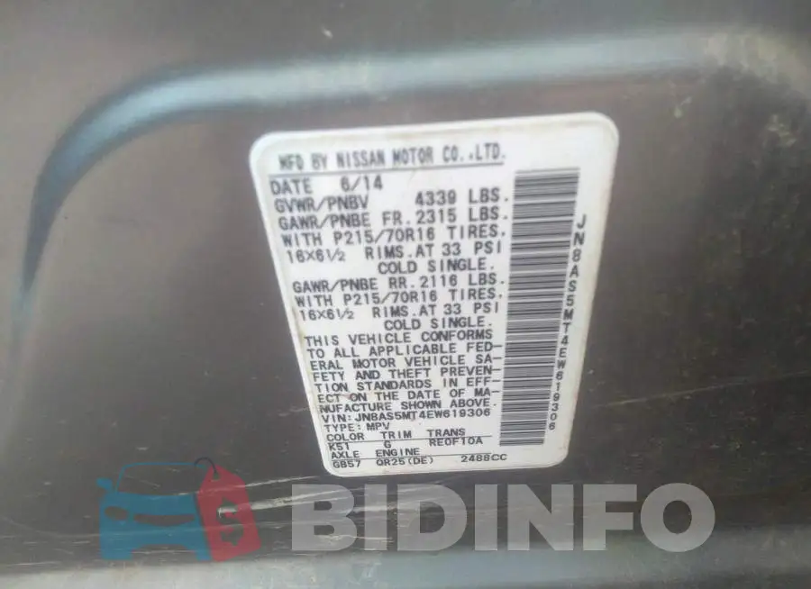 JN8AS5MT4EW619306 Photo# 9