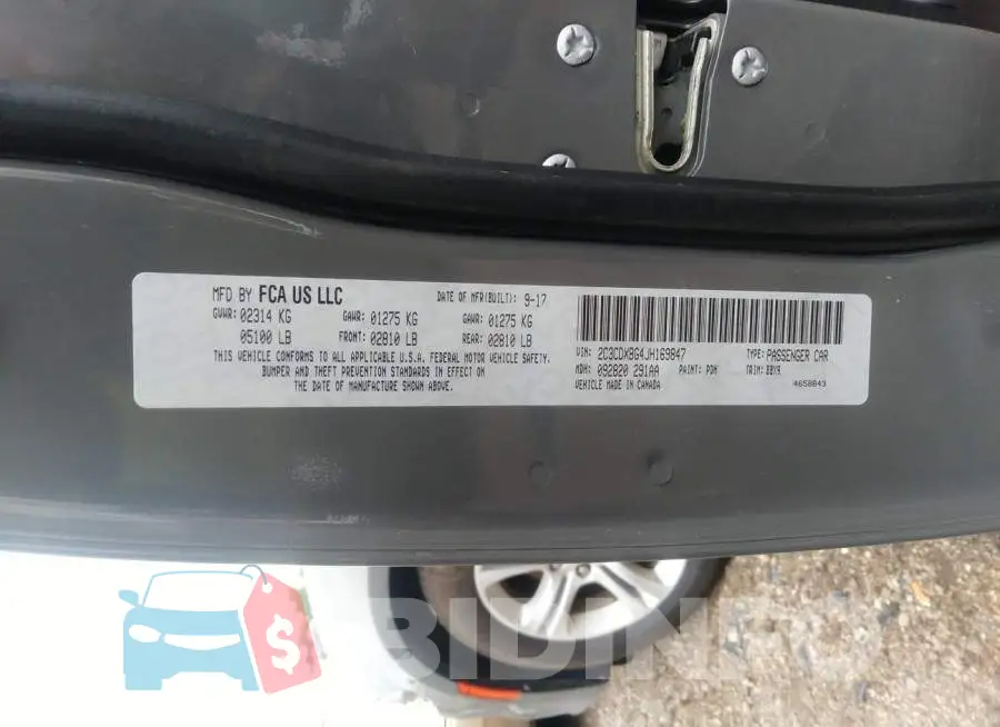 2C3CDXBG4JH169847 Photo# 9