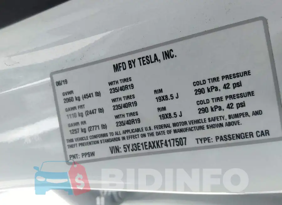 5YJ3E1EAXKF417507 Photo# 9