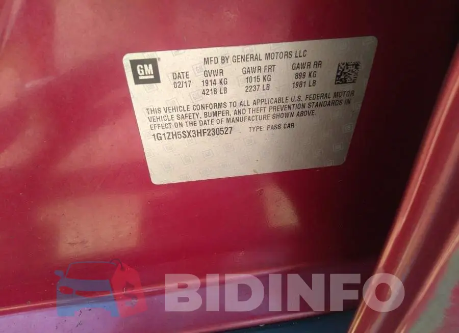 1G1ZH5SX3HF230527 Photo# 9