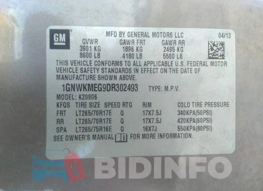 1GNWKMEG9DR302493 Photo# 9