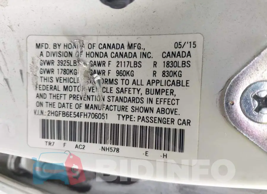 2HGFB6E54FH706051 Photo# 9