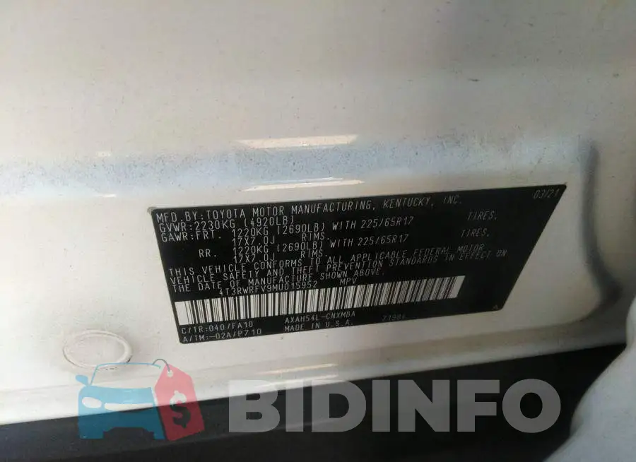 4T3RWRFV9MU015952 Photo# 9