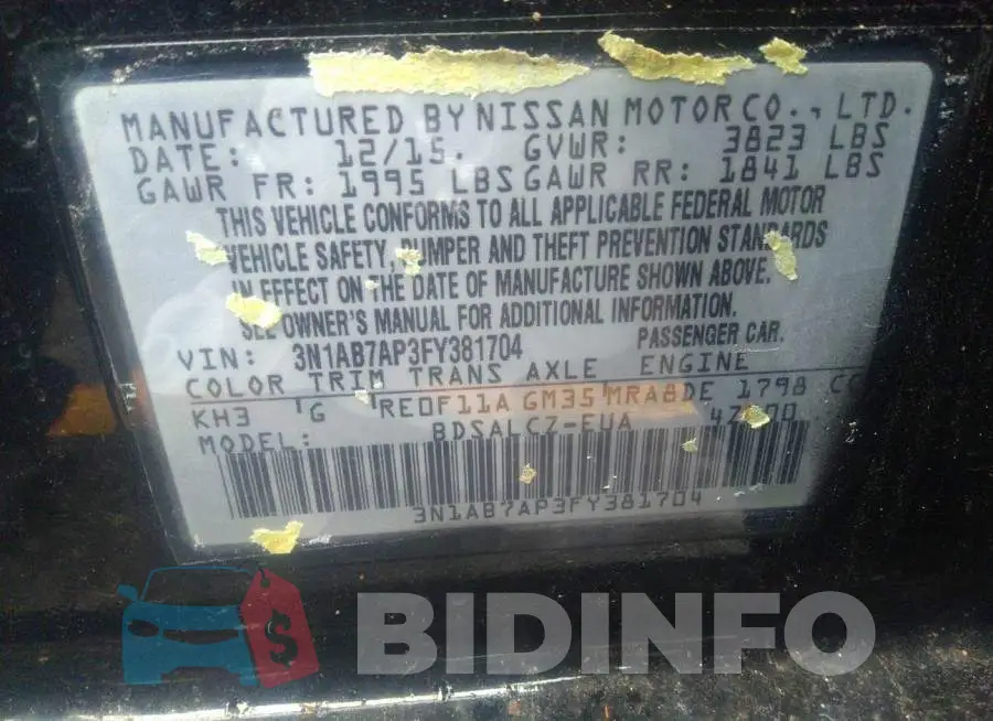 3N1AB7AP3FY381704 Photo# 9