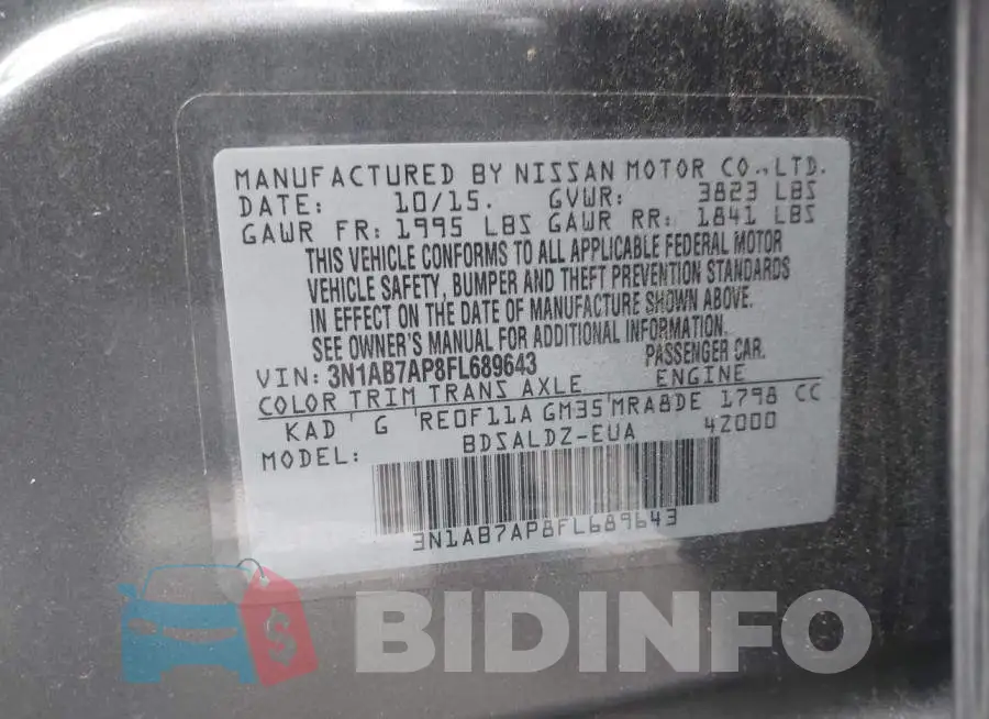 3N1AB7AP8FL689643 Photo# 9