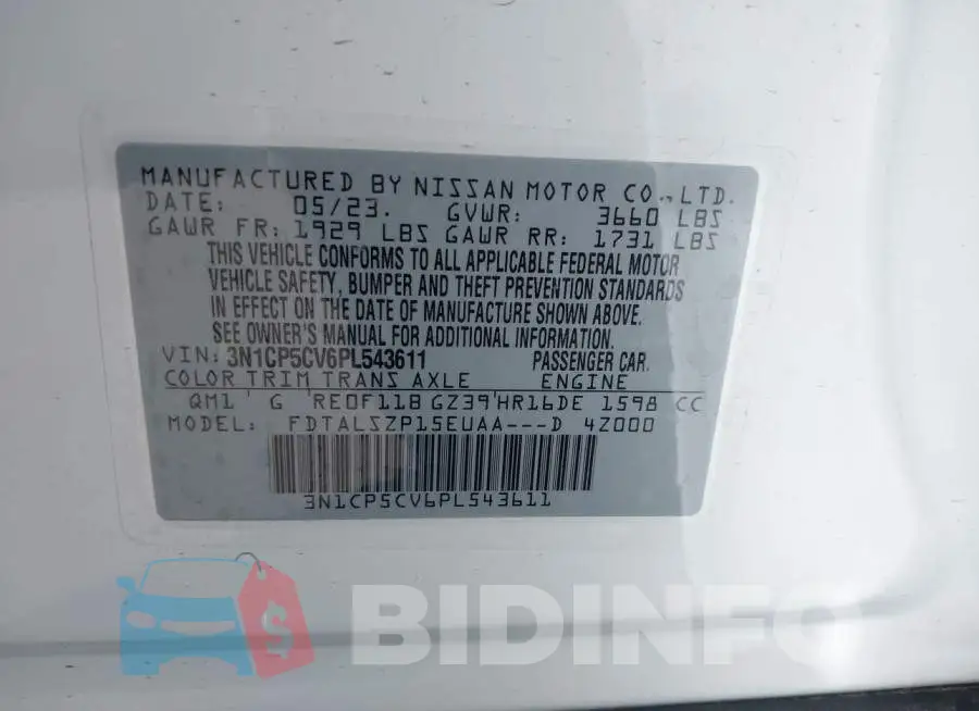 3N1CP5CV6PL543611 Photo# 9
