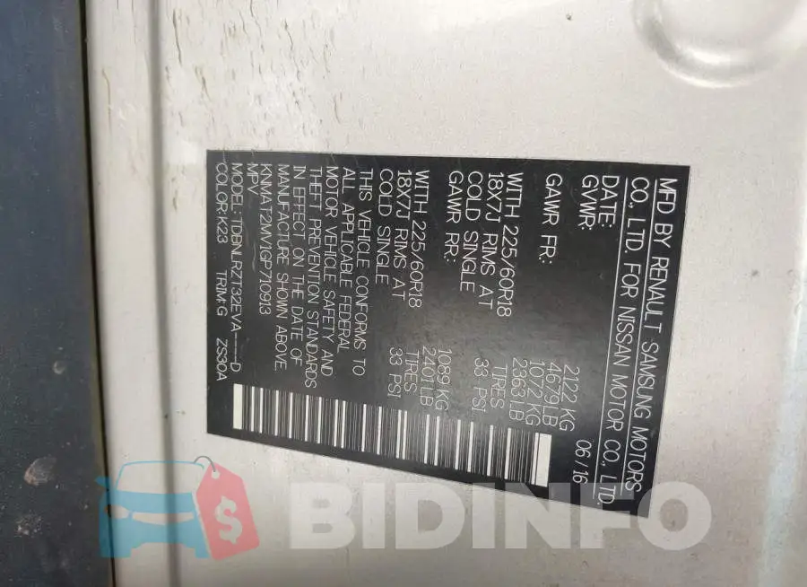 KNMAT2MV1GP710913 Photo# 9