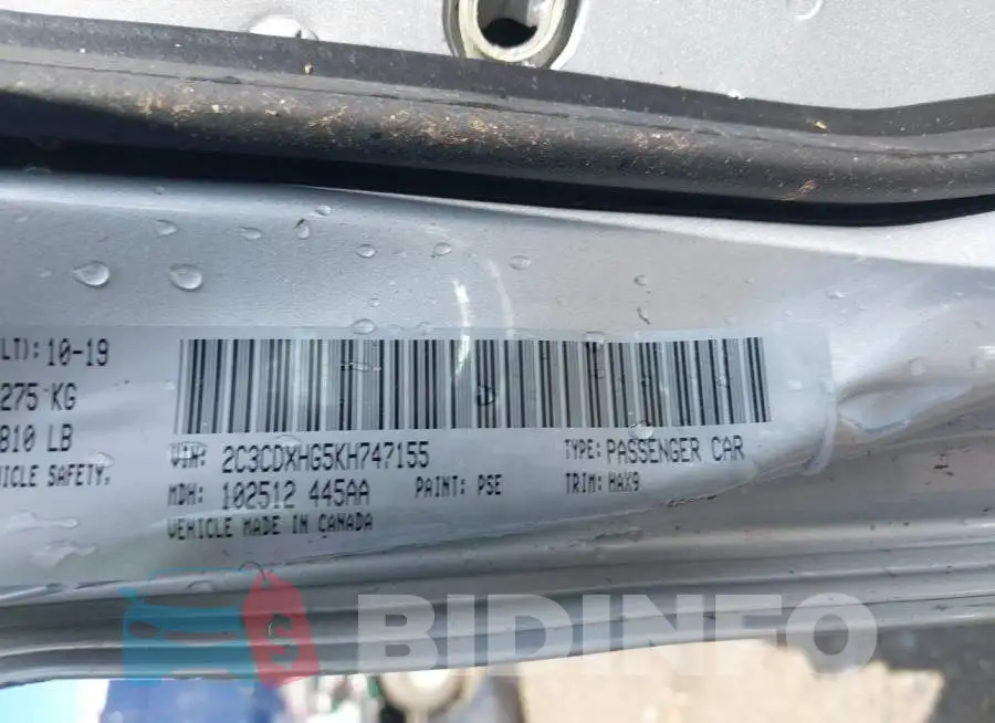 2C3CDXHG5KH747155 Photo# 9