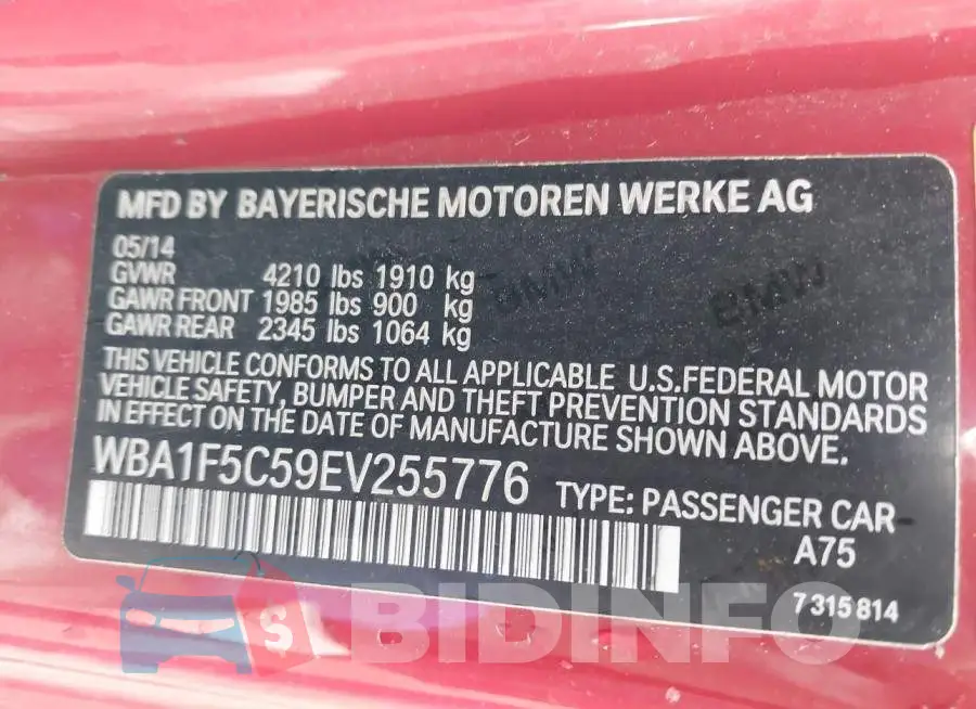 WBA1F5C59EV255776 Photo# 9