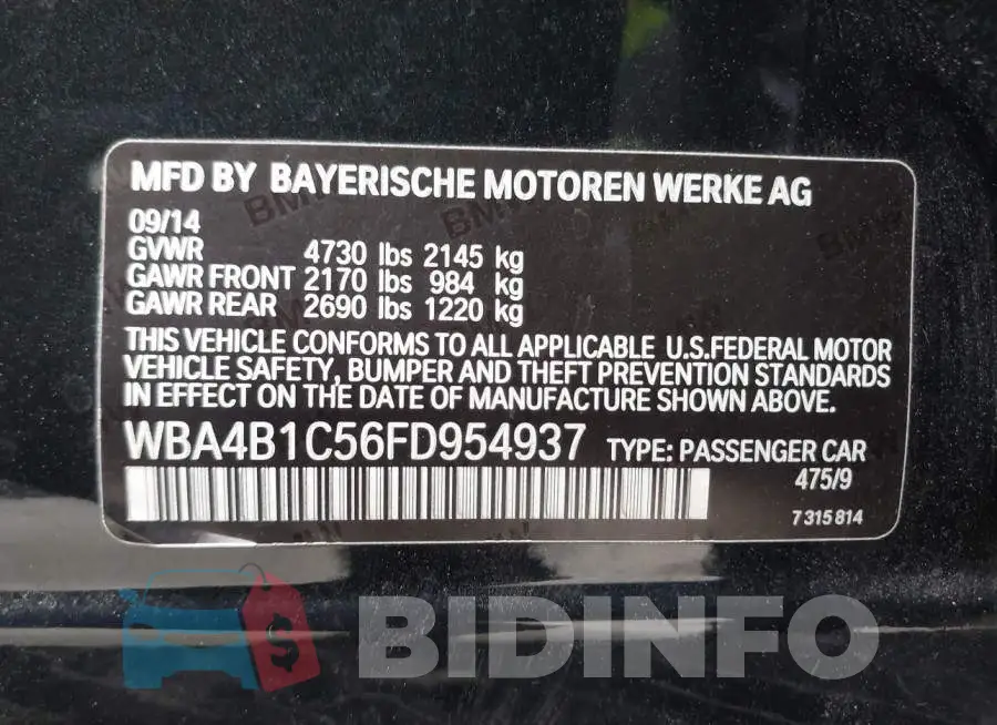 WBA4B1C56FD954937 Photo# 9