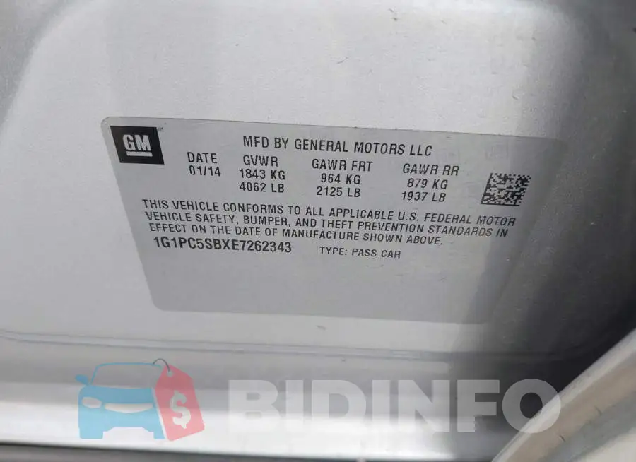 1G1PC5SBXE7262343 Photo# 9