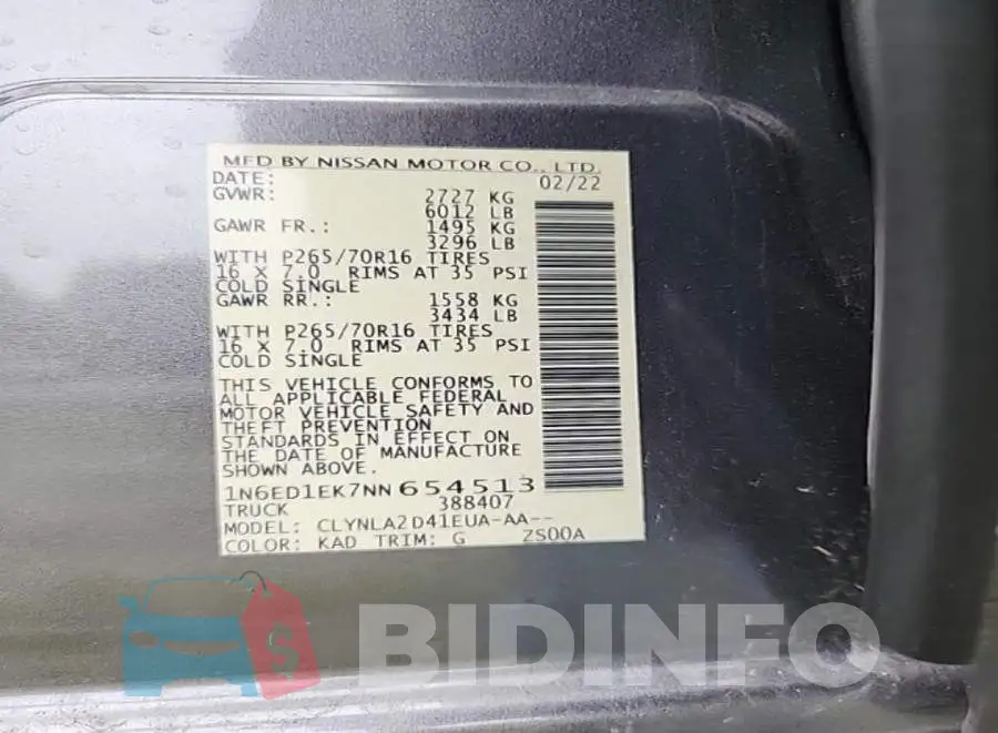 1N6ED1EK7NN654513 Photo# 8