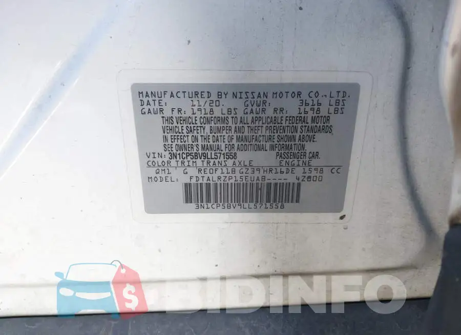 3N1CP5BV9LL571558 Photo# 9