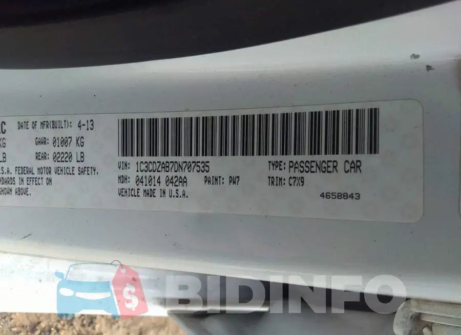 1C3CDZAB7DN707535 Photo# 9
