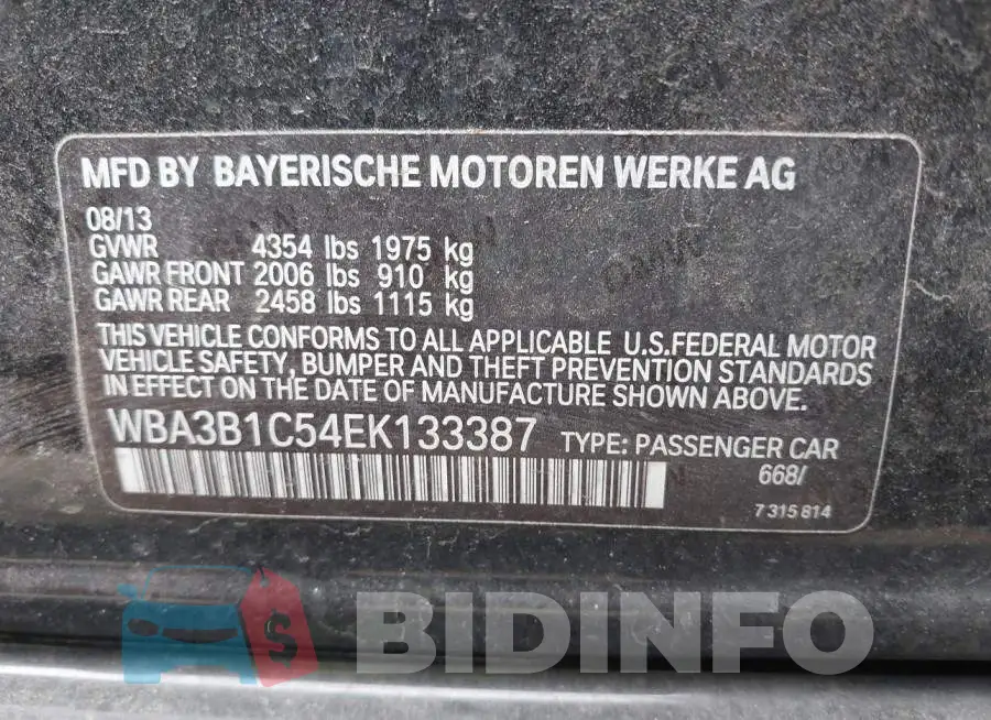 WBA3B1C54EK133387 Photo# 9
