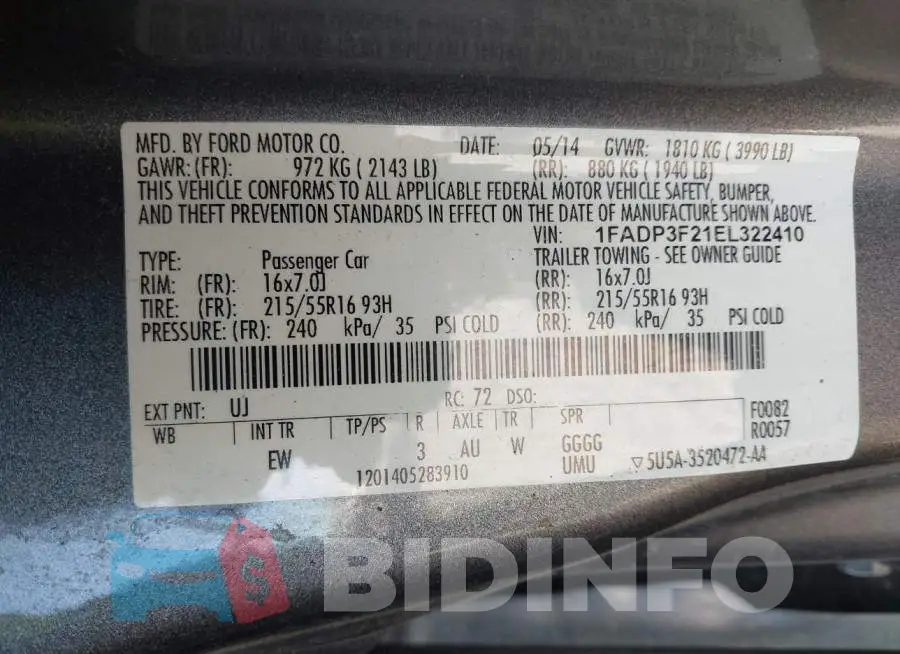 1FADP3F21EL322410 Photo# 9