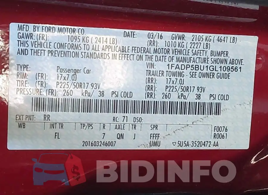 1FADP5BU1GL109561 Photo# 9